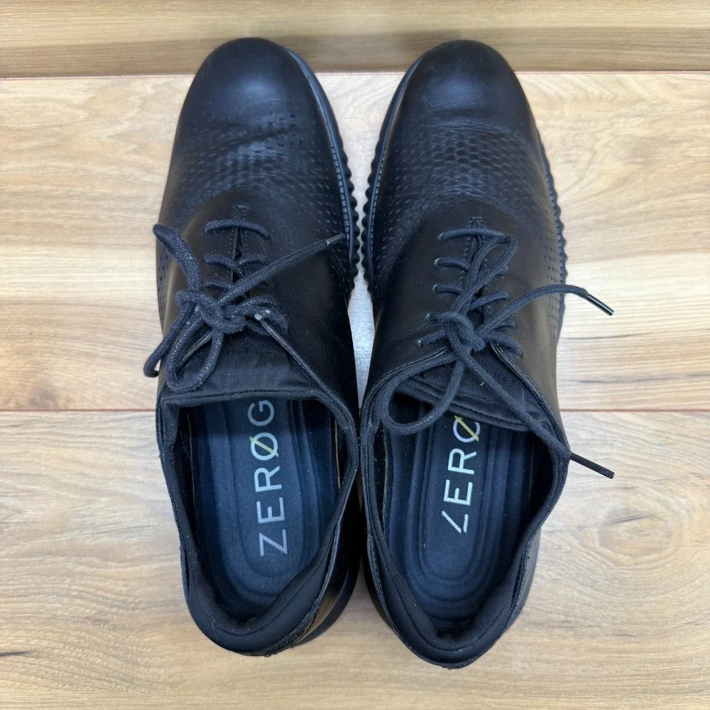 Cole Haan Zero Grand Perforated Laser Cut Oxford 12 W Black Leather Business